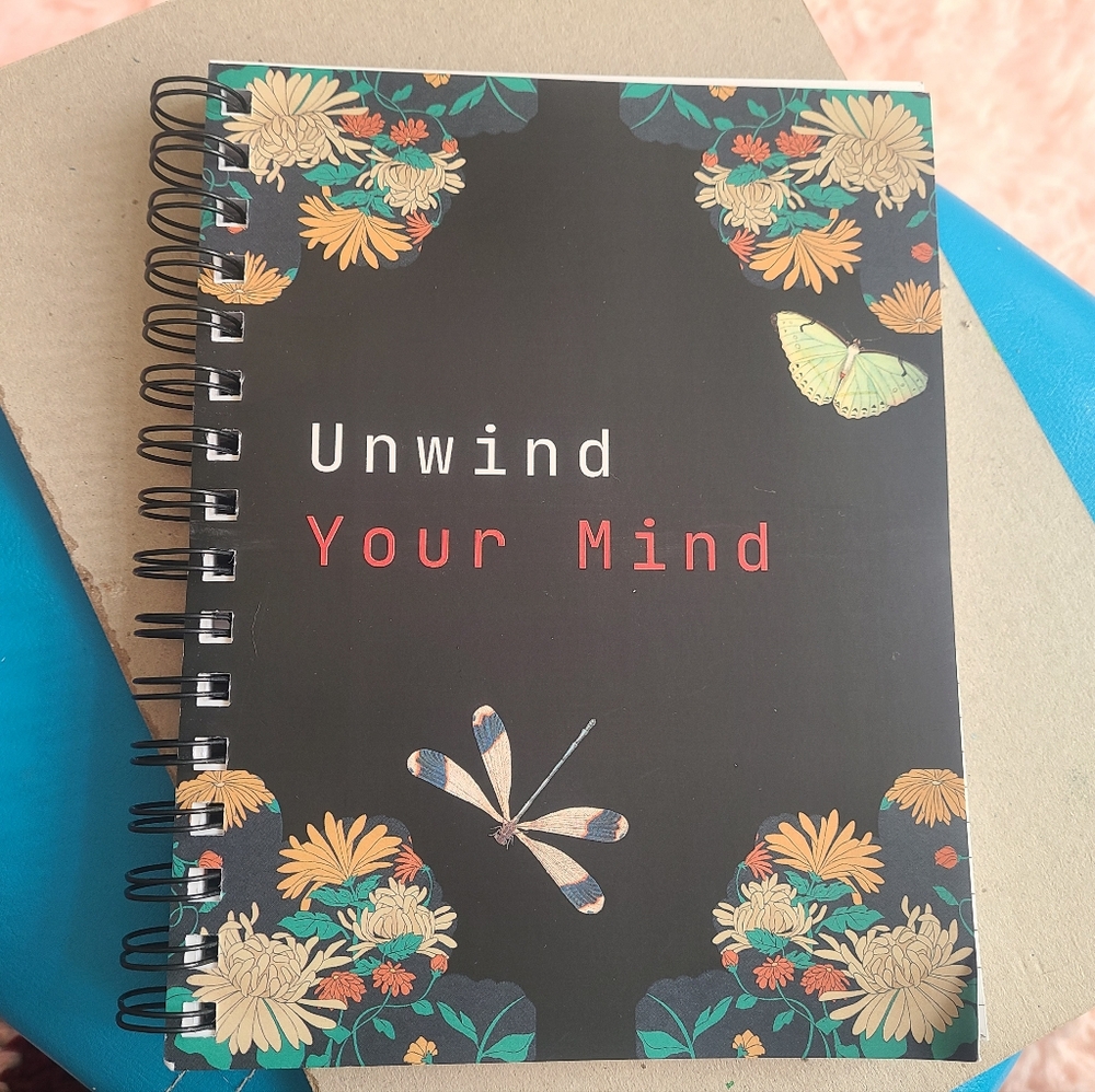 Floral Spiral Notebook with Dragonfly and Butterfly